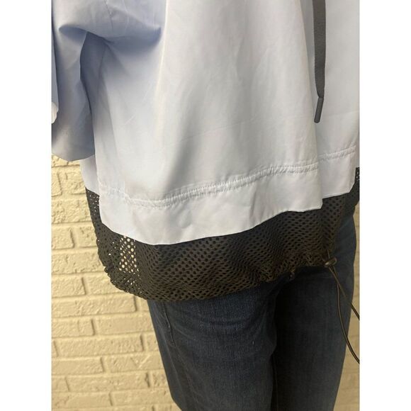 MTA Sport Blue Black Mesh Hemline Hooded Windbreaker Size L - Picture 7 of 10